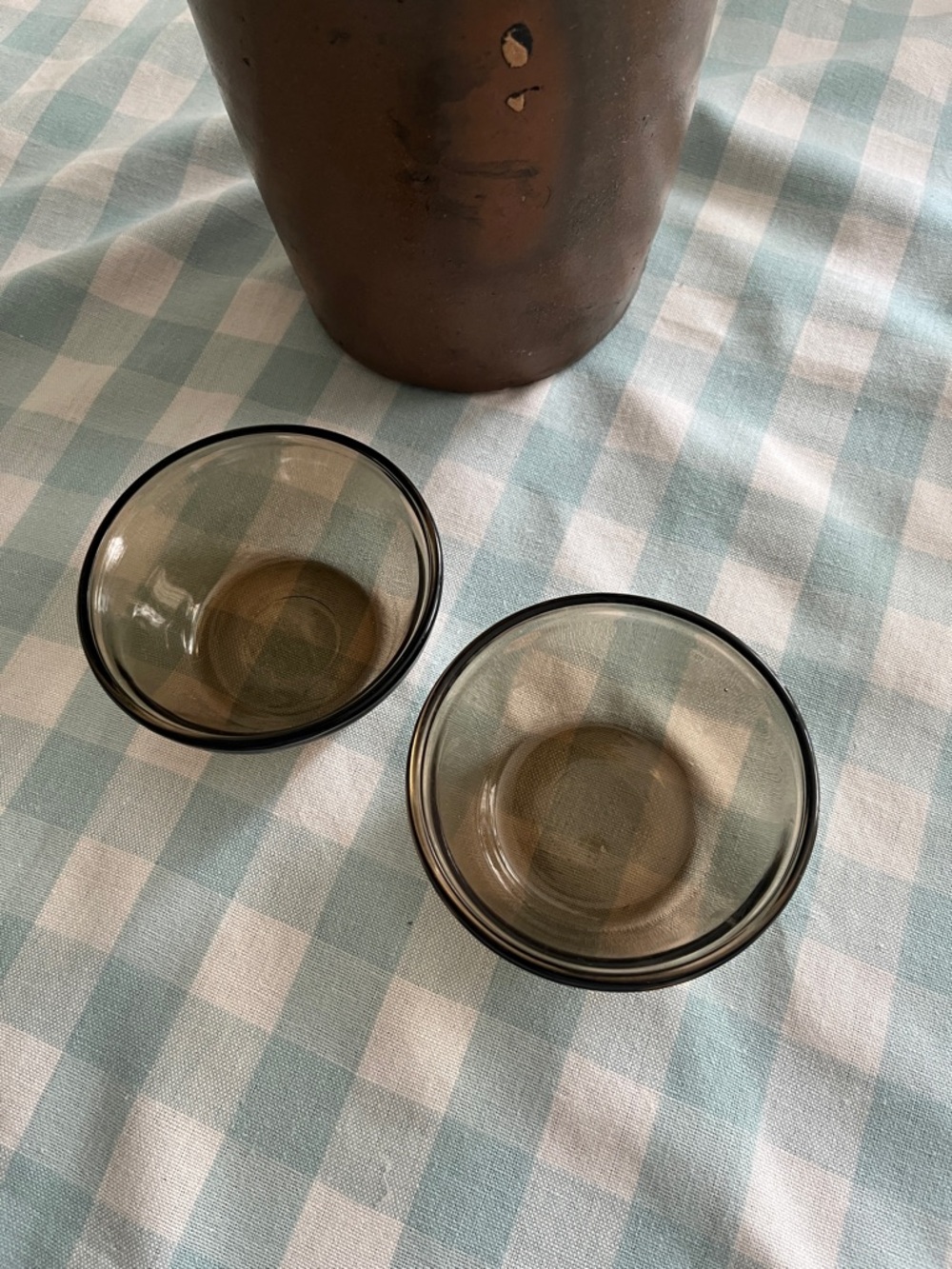 Anchor Hocking Custard Cups Smoky Glass Bowls - Set of 2